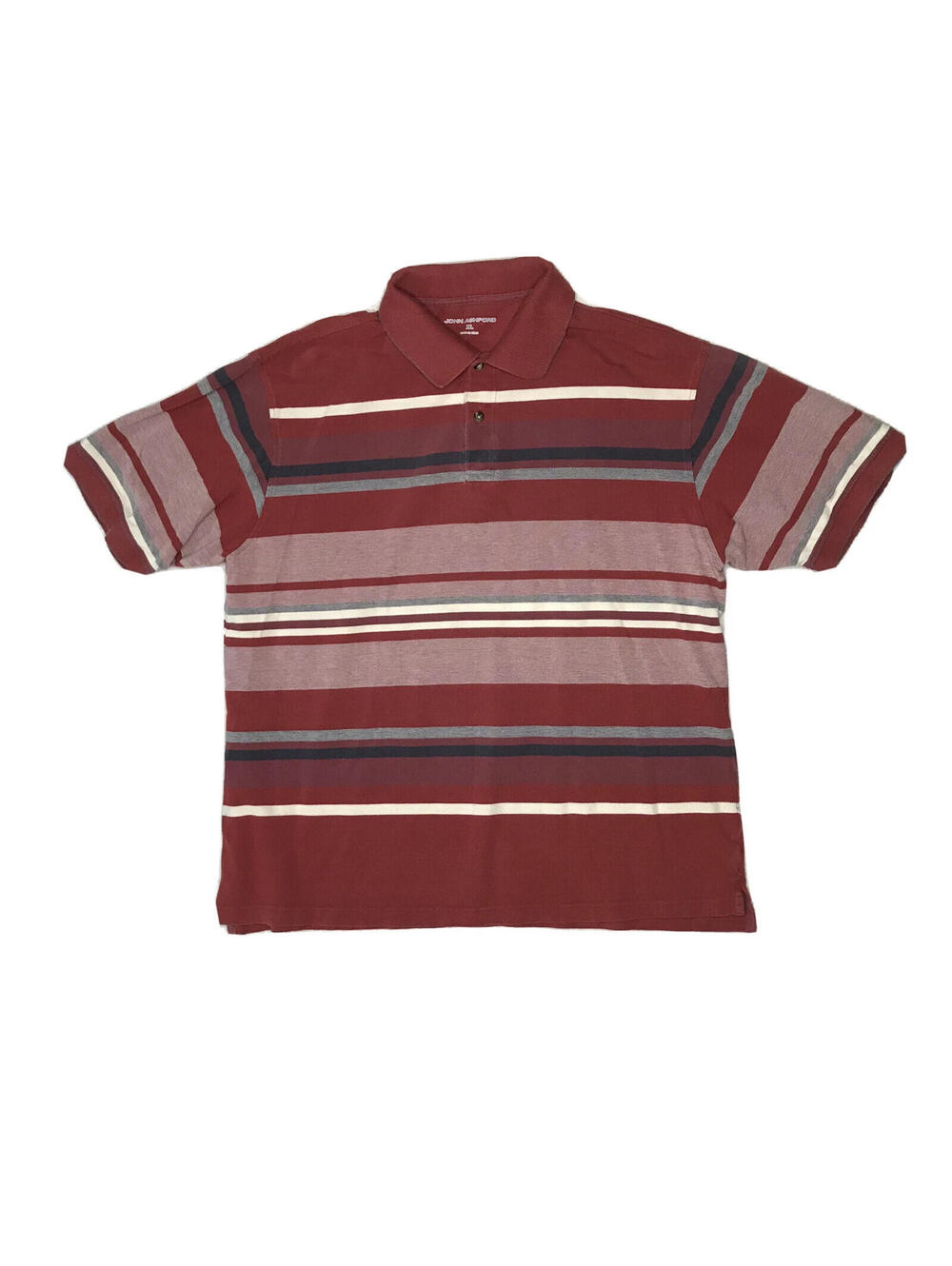 John Ashford Polo Shirt Men's Size XL Red Striped Tagless